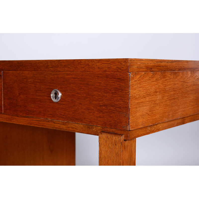 Czech vintage Art Deco oakwood writing desk, 1930s