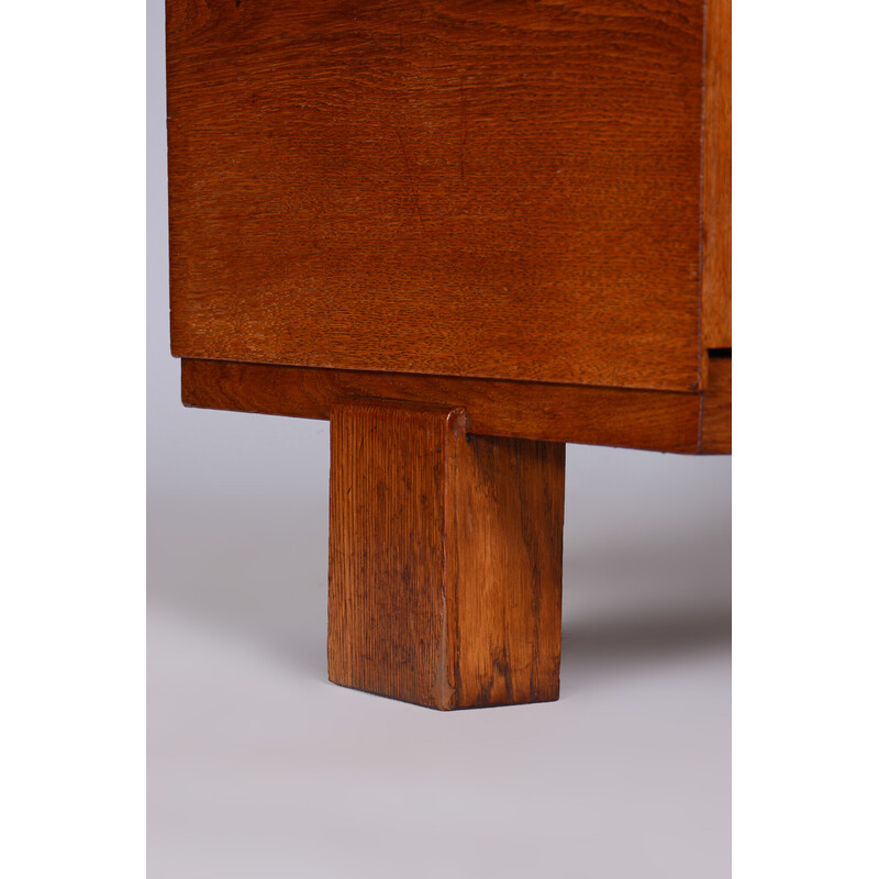 Czech vintage Art Deco oakwood writing desk, 1930s