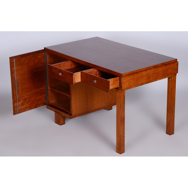 Czech vintage Art Deco oakwood writing desk, 1930s