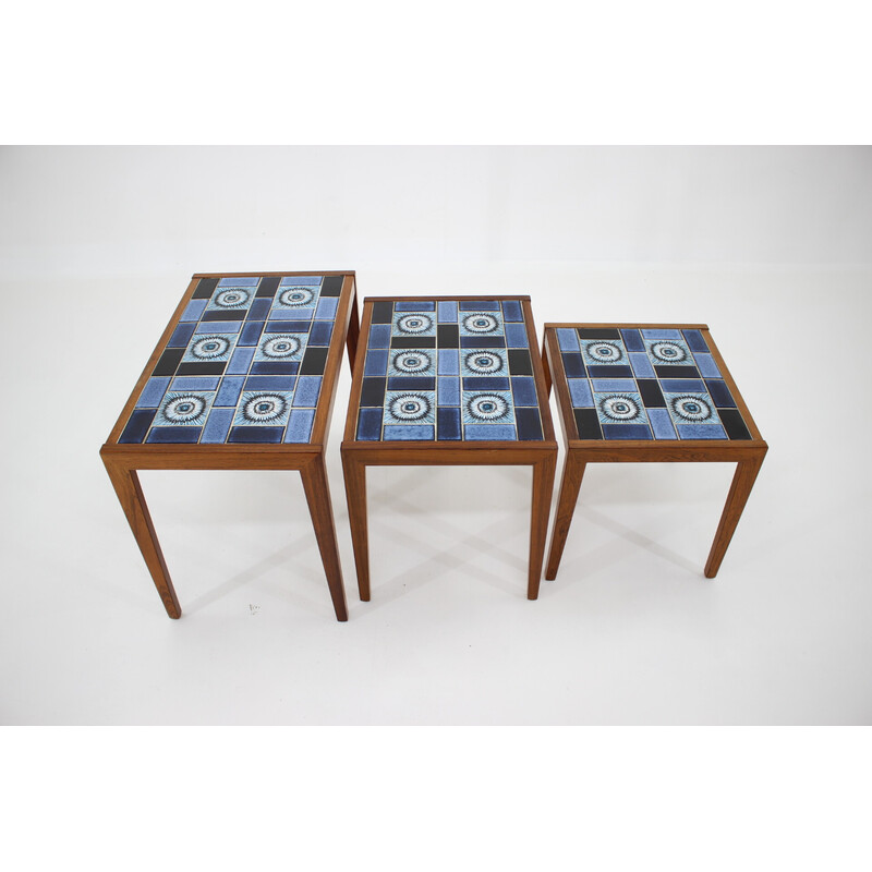 Vintage nesting tables in ceramic tile, Denmark 1960s