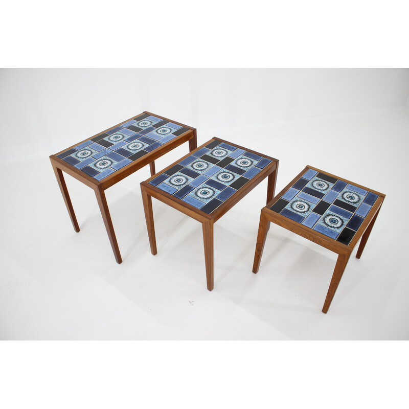 Vintage nesting tables in ceramic tile, Denmark 1960s