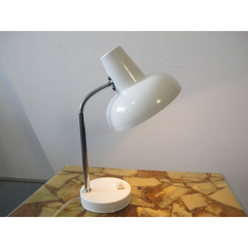 Lampe de table vintage blanche en métal, 1950