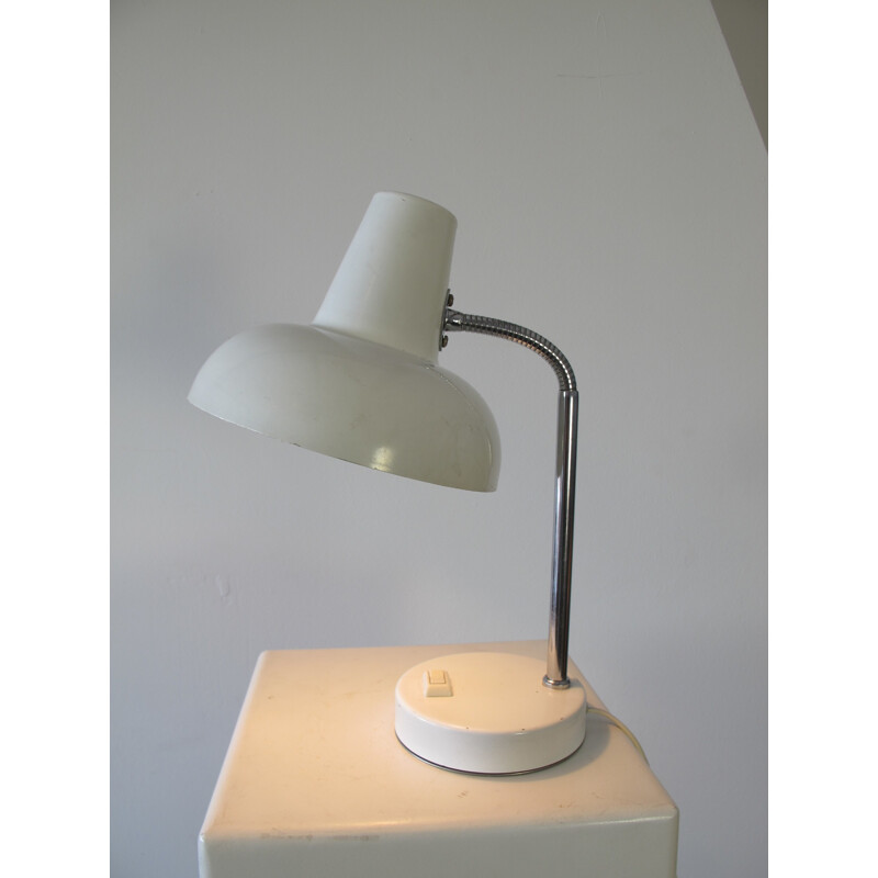 Vintage witte metalen tafellamp, 1950