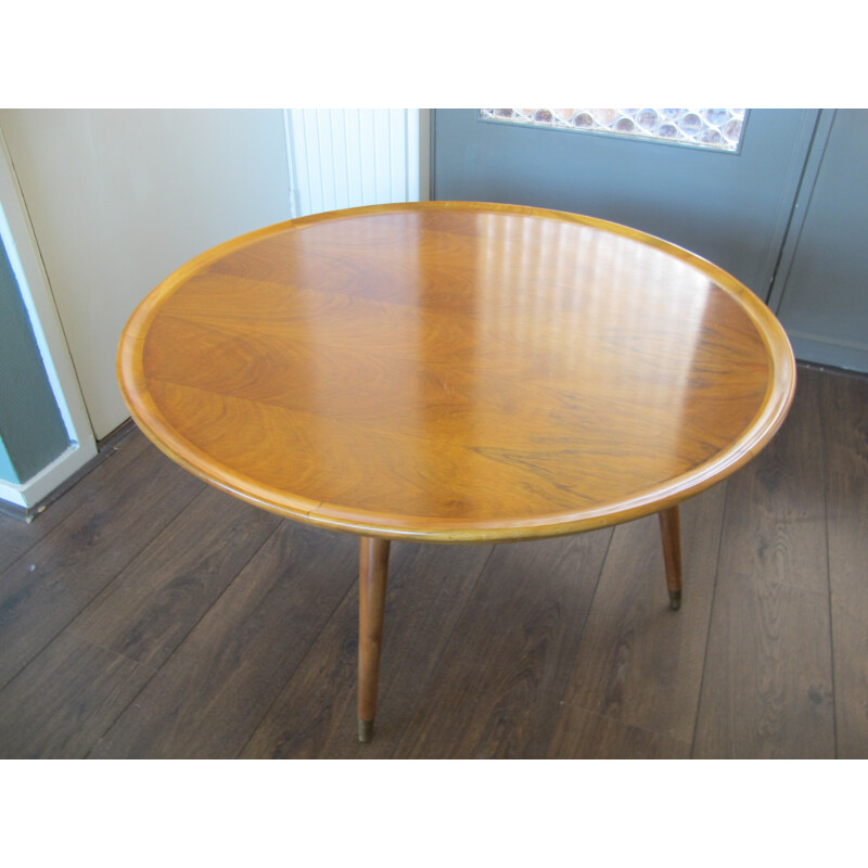 Mid century Italian round coffee table in walnut - 1950s