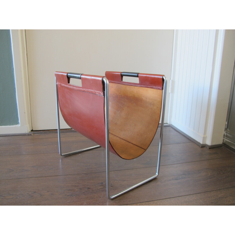 Porte-revue vintage en cuir fabriqué par Brabantia -1950