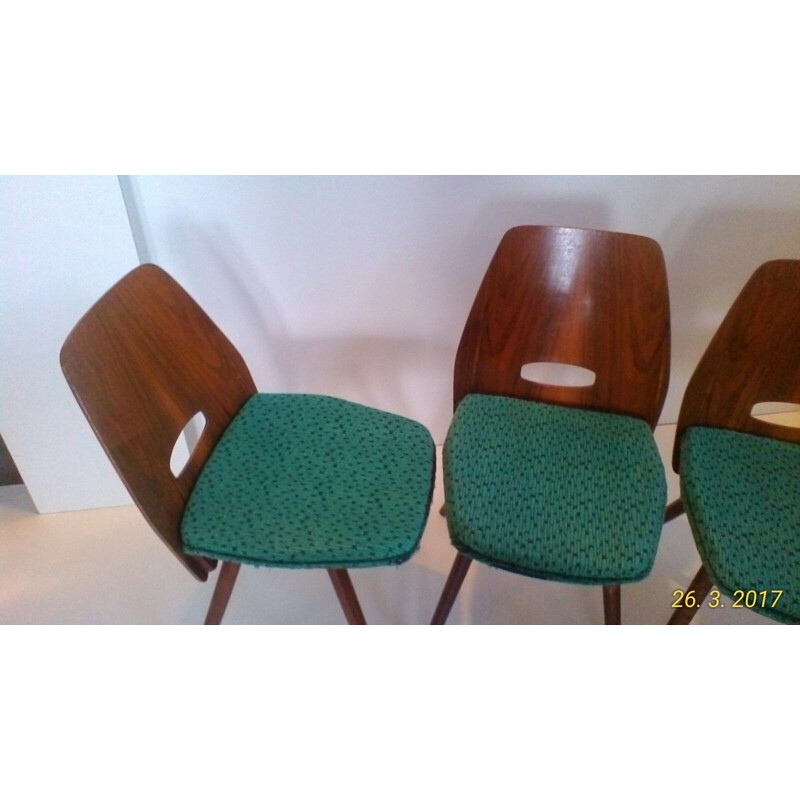 A set of 4 dining chairs in beech wood - 1960s