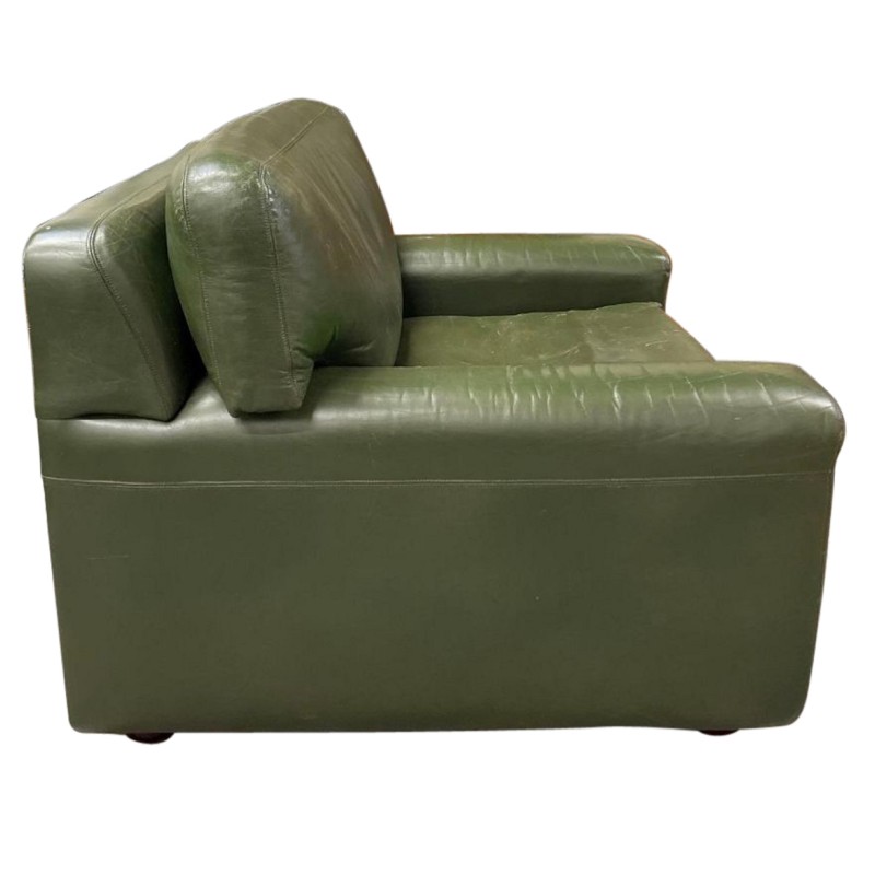 Vintage green Stonewash leather sofa by Heals