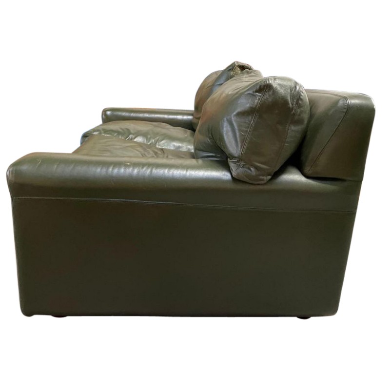 Vintage green Stonewash leather sofa by Heals
