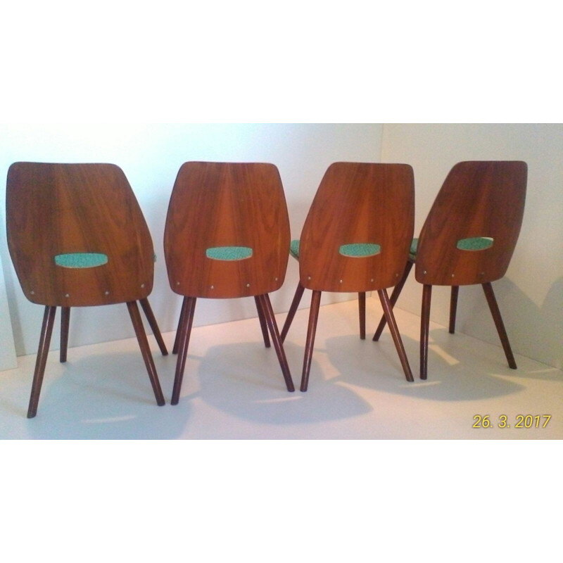 Juego de 4 sillas de comedor de madera de haya - 1960