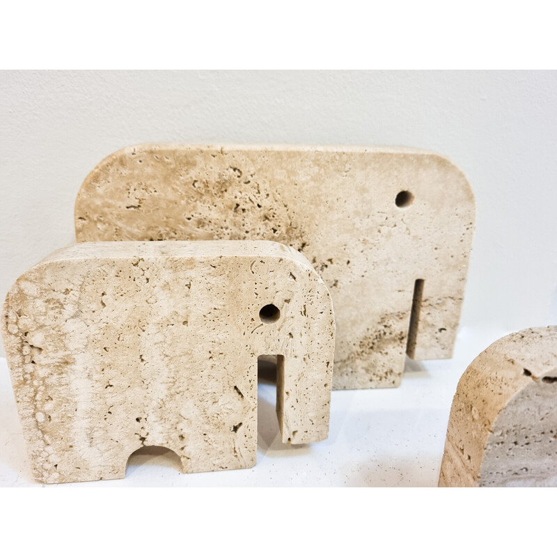 Italian vintage Brutalist travertine elephant sculptures by Fratelli Mannelli, Italy 1970s