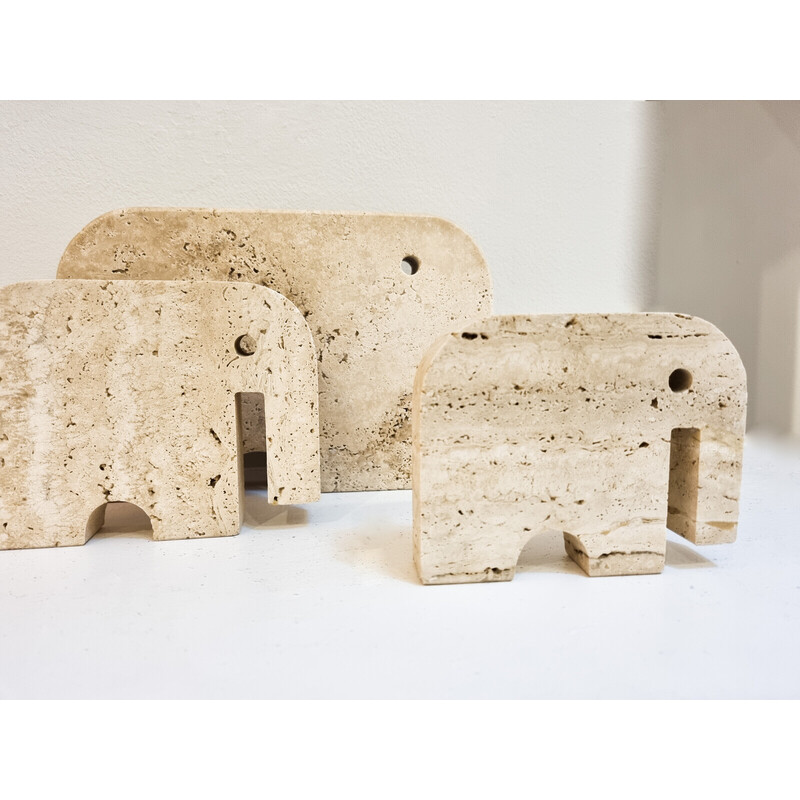 Italian vintage Brutalist travertine elephant sculptures by Fratelli Mannelli, Italy 1970s