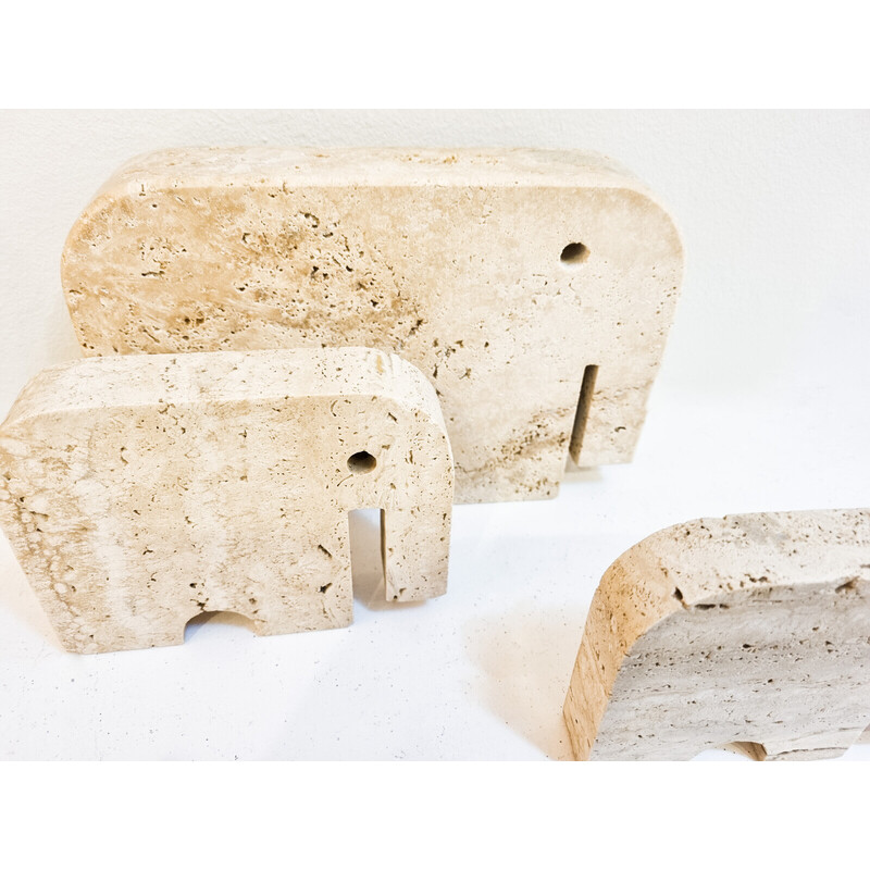 Italian vintage Brutalist travertine elephant sculptures by Fratelli Mannelli, Italy 1970s