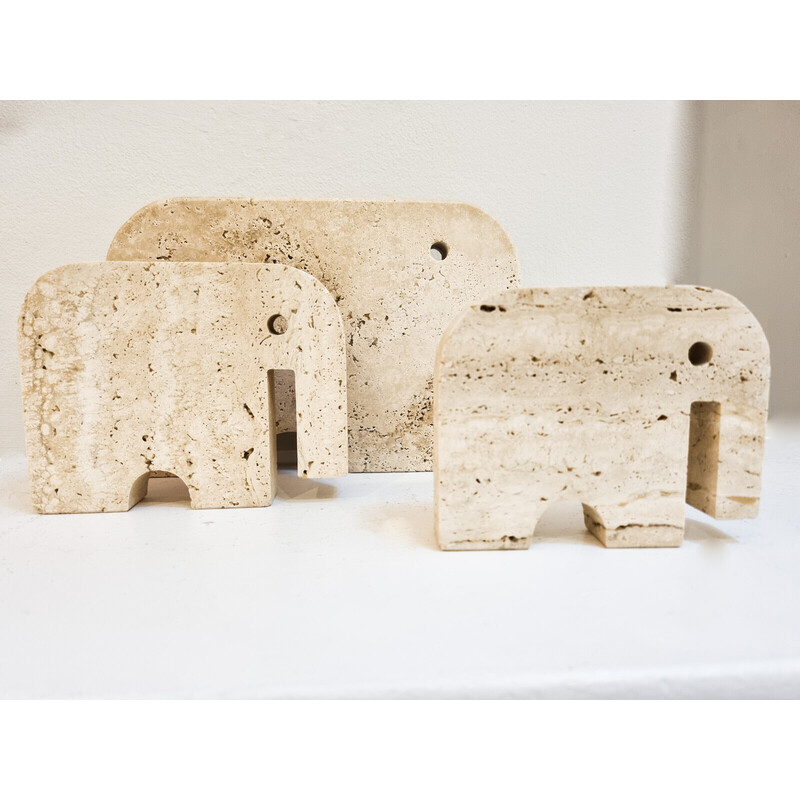 Italian vintage Brutalist travertine elephant sculptures by Fratelli Mannelli, Italy 1970s