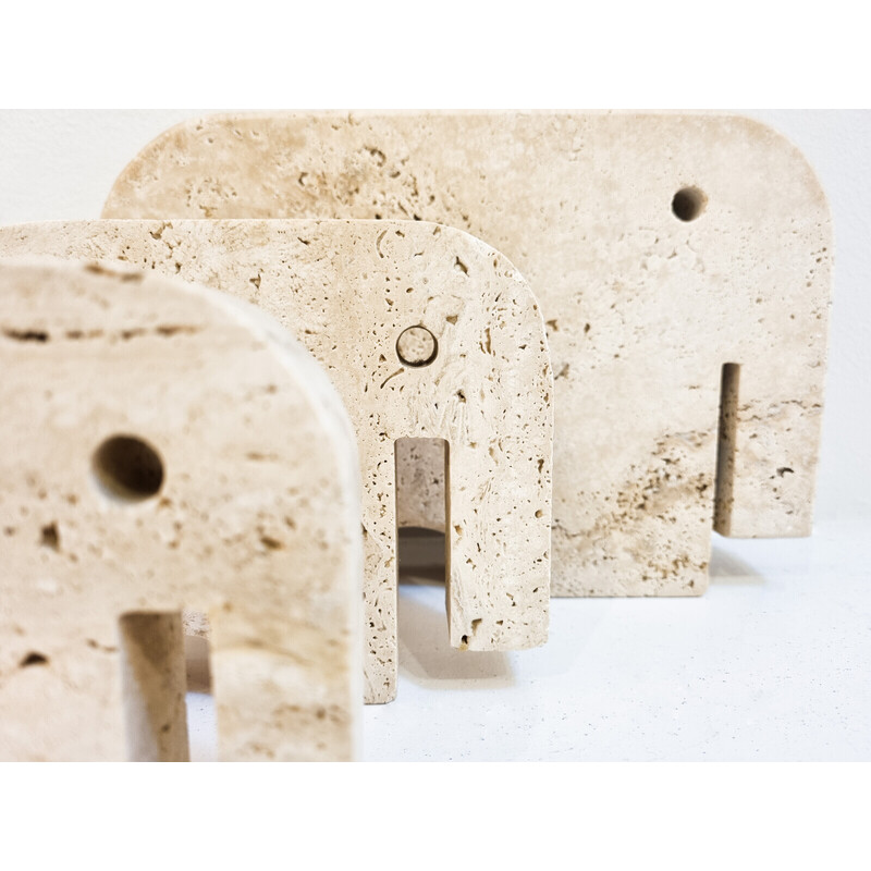 Italian vintage Brutalist travertine elephant sculptures by Fratelli Mannelli, Italy 1970s