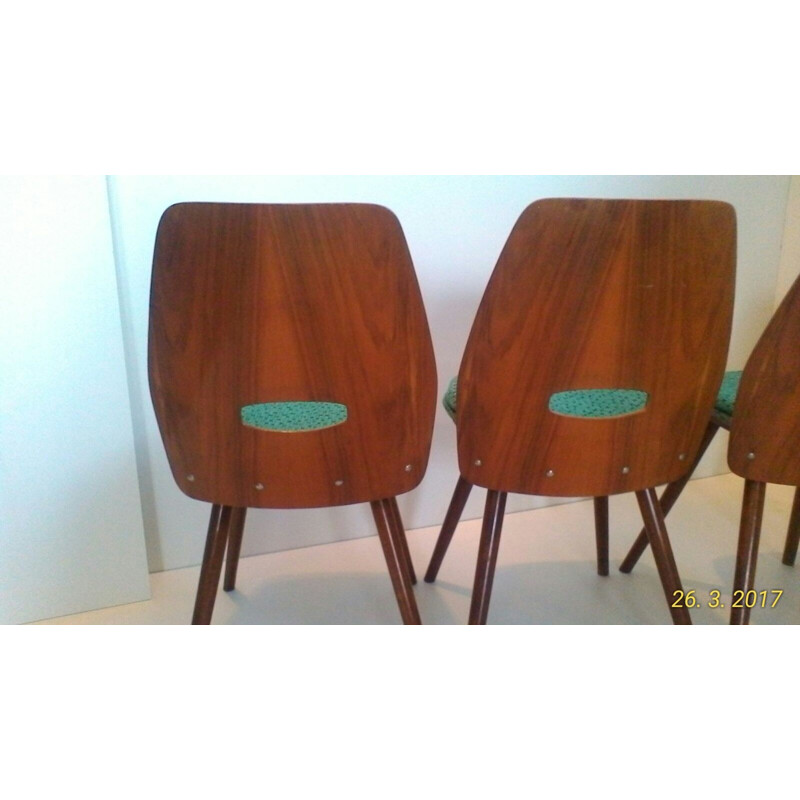 Ensemble de 4 chaises à repas en hêtre - 1960