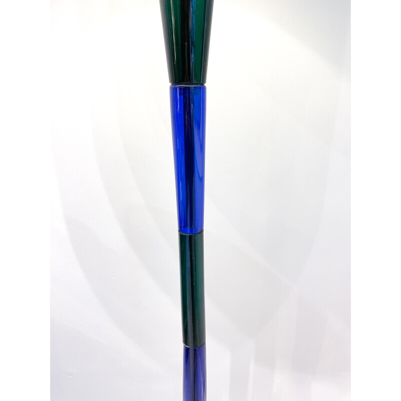 Mid-century blauw en groen Murano glas vloerlamp door Fulvio Bianconi voor Venini, Italië 1950