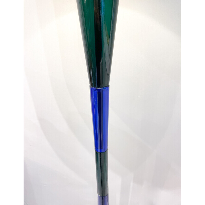 Lampadaire vintage en verre de Murano bleu et vert par Fulvio Bianconi pour Venini, Italie 1950