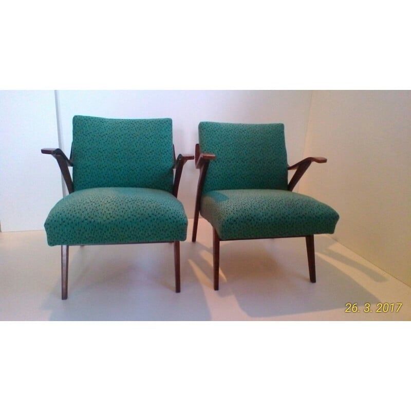 A pair of Czech armchairs in "Brussels style" - 1960s