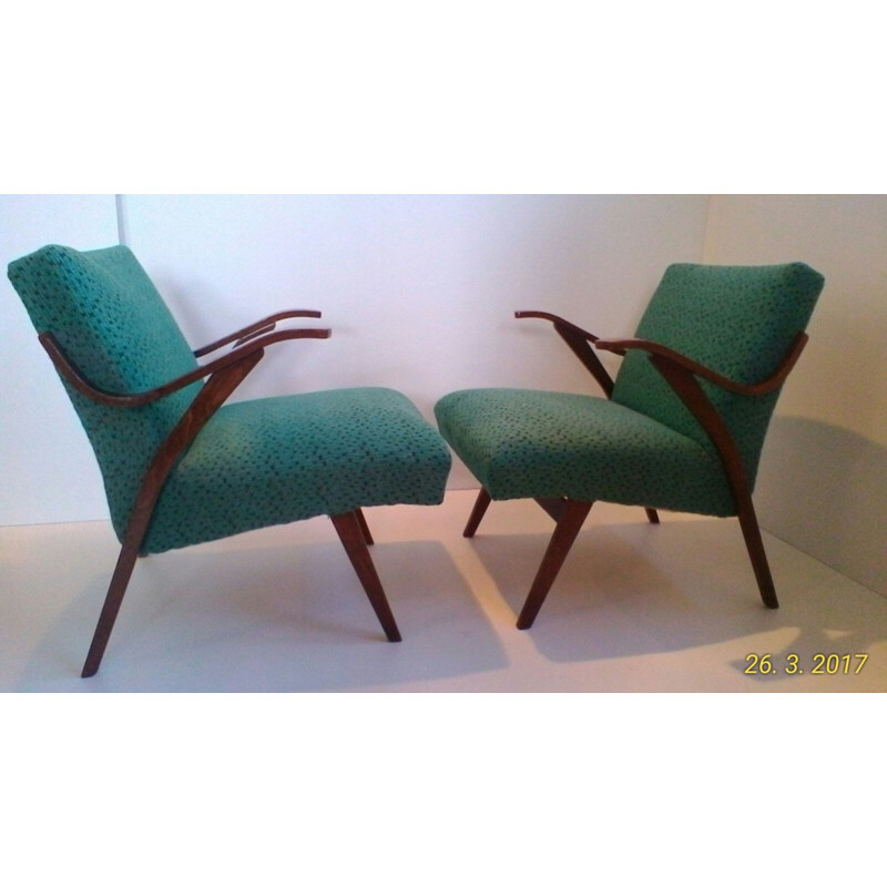 Paire de fauteuils tchèques de "style bruxellois" - 1960