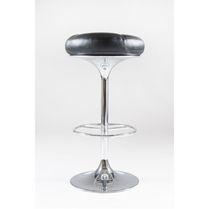 Set of 5 swedish chrome and leather bar stools by Johanson Design - 1970s