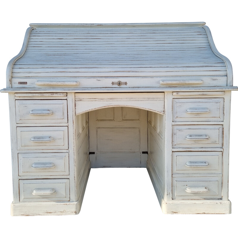 Vintage desk with patina curtain, 1900