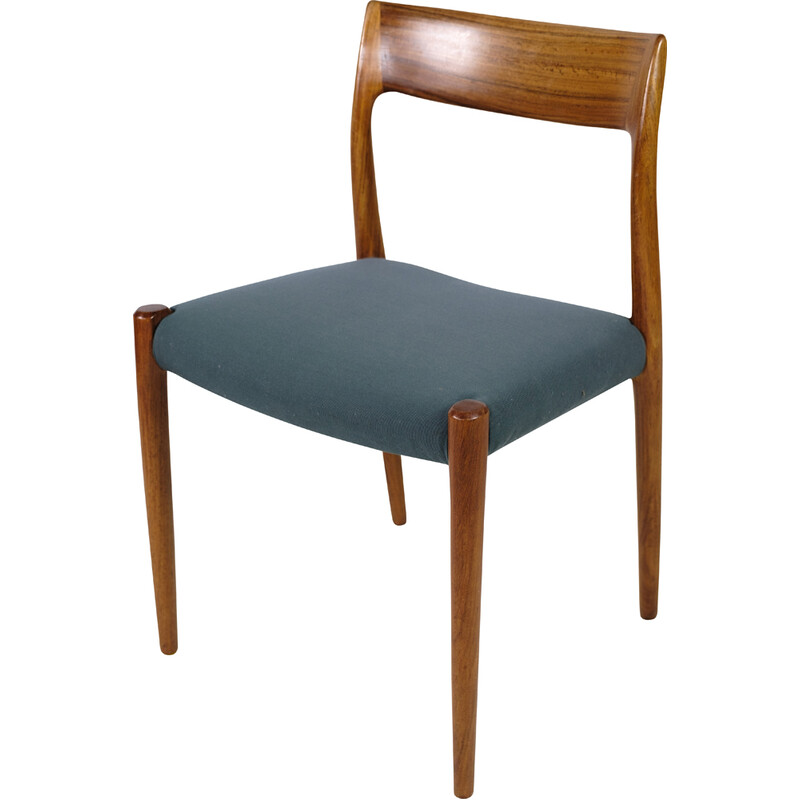 Juego de 6 sillas de comedor vintage de palisandro modelo 77 de Niels O. Møller para J.L Møllers Møbelfabrik, 1960