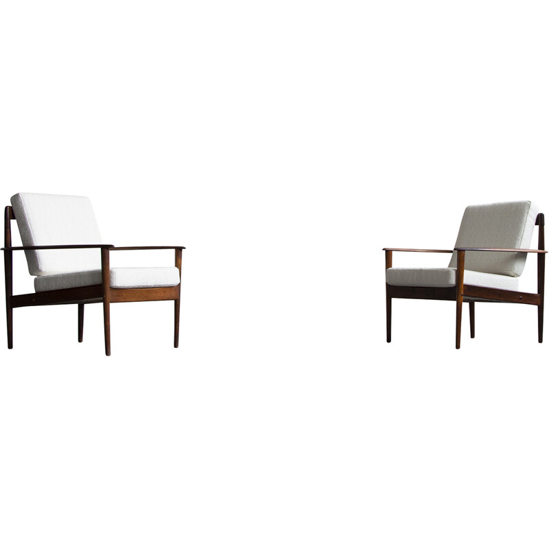 Pair of vintage Rio rosewood armchairs by Grete Jalk for Poul Jeppesen, Denmark