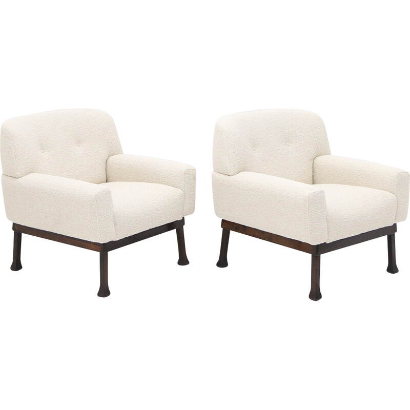 Pair of vintage "Allegra" armchairs in wool bouclé by Piero Ranzoni for Elam, 1960s