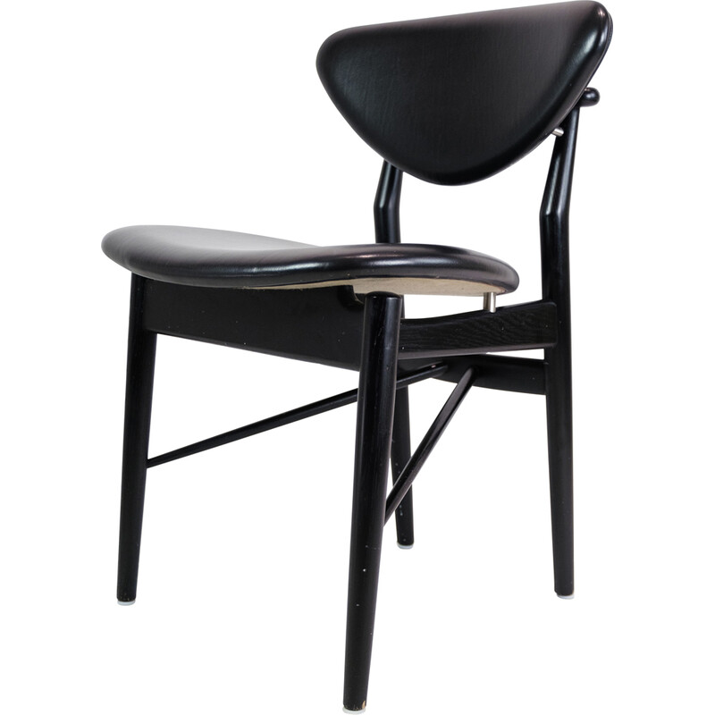 Vintage black painted oakwood chair model 108 by Finn Juhl