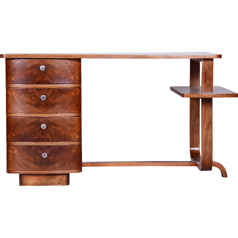 Art Deco vintage walnut writing desk by Jindrich Halabala, 1920s