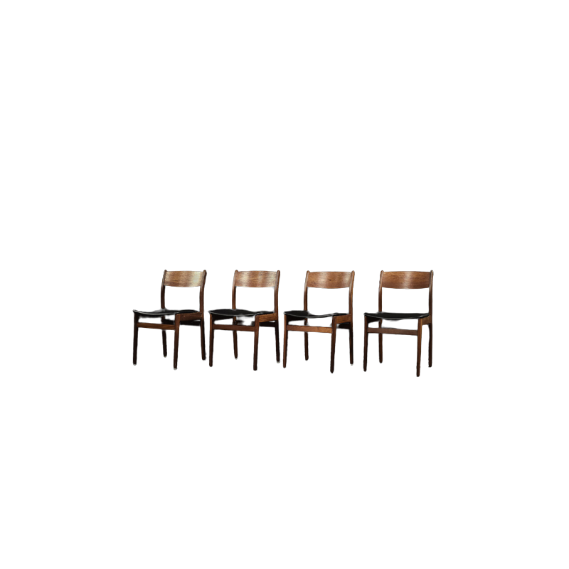 Set of 4 vintage Scandinavian teak and vinyl dining chairs, 1960s