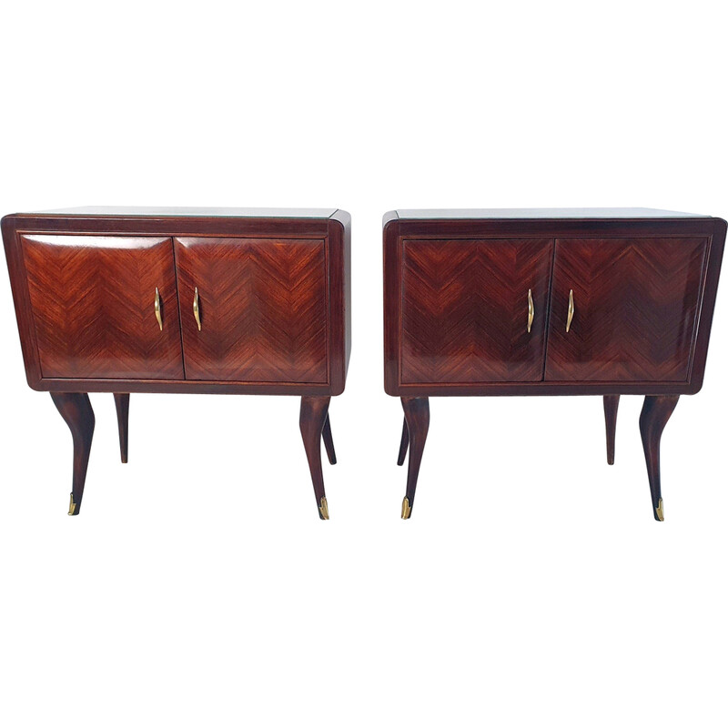 Pair of vintage walnut night stands, Italy 1950s