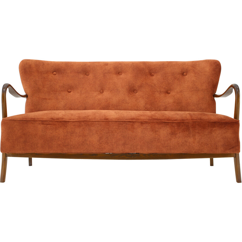 Vintage 3-seater velvet fabric sofa by Alfred Christensen, Denmark 1940s