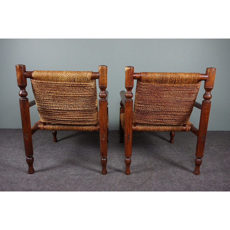 Cadeiras de braços francesas Vintage por Adrian Audoux e Freda Minet para Vibo, 1950