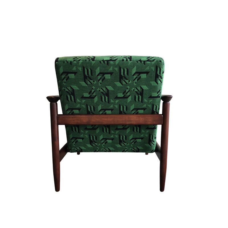 Pair of mid century armchairs in green Jacquard by Edmund Homa, 1960s