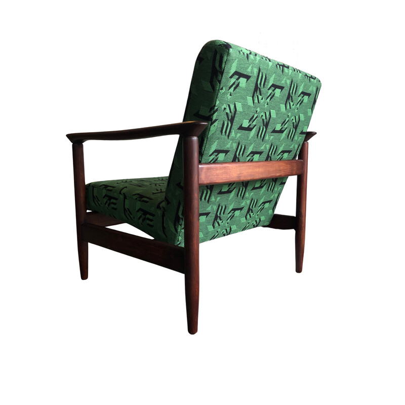 Pair of mid century armchairs in green Jacquard by Edmund Homa, 1960s