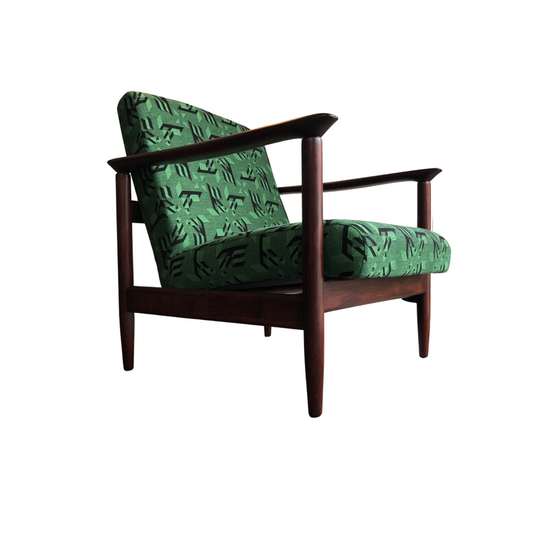 Pair of mid century armchairs in green Jacquard by Edmund Homa, 1960s