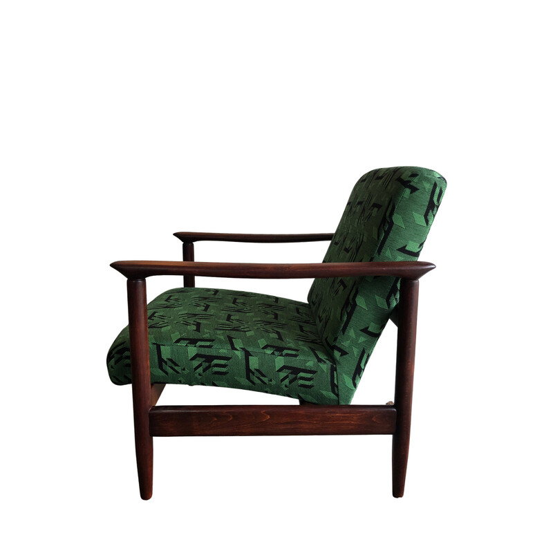 Pair of mid century armchairs in green Jacquard by Edmund Homa, 1960s