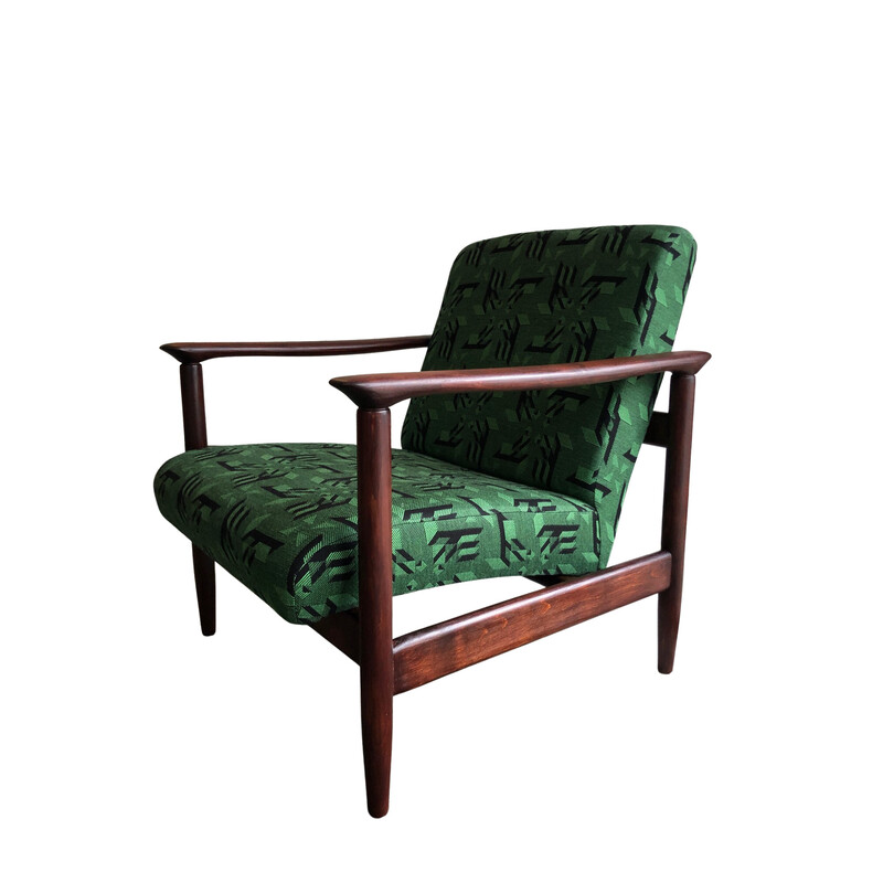 Pair of mid century armchairs in green Jacquard by Edmund Homa, 1960s