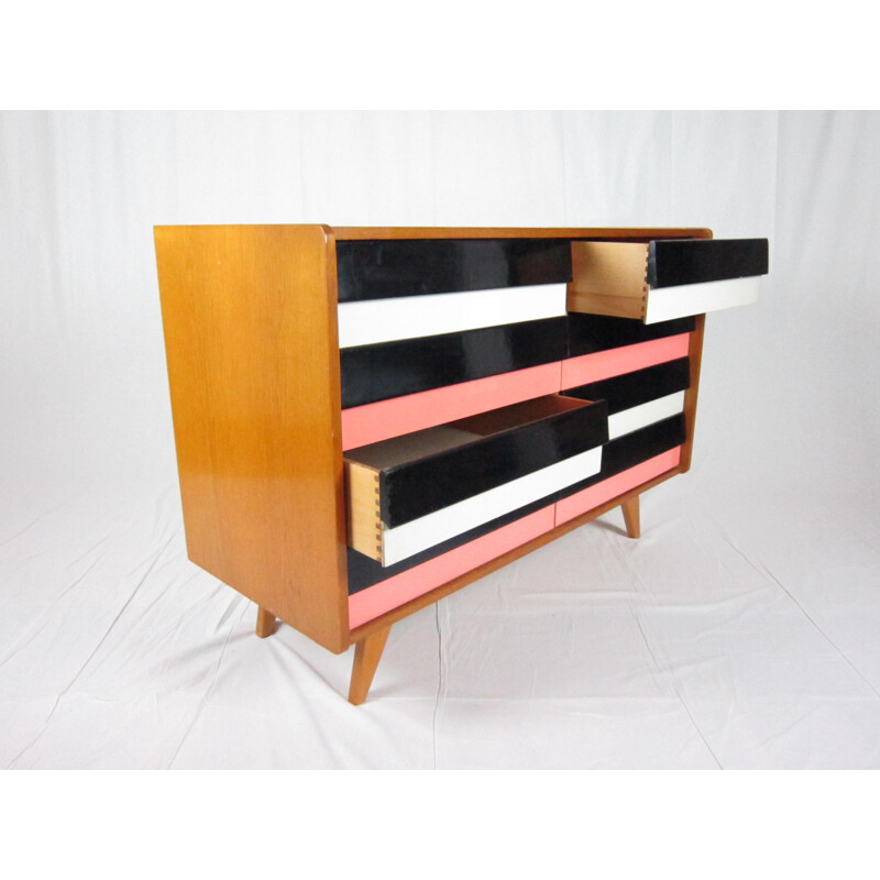 Czech retro pink chest of drawers produced by Jiroutek Interier - 1960s