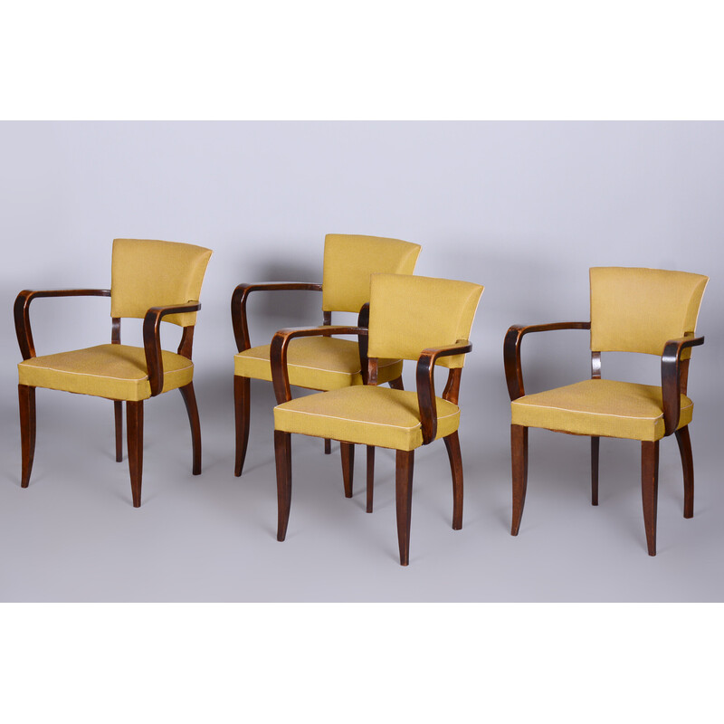 Conjunto de 4 cadeiras Art Deco francesas vintage do Arquitecto Jules Leleu, década de 1930