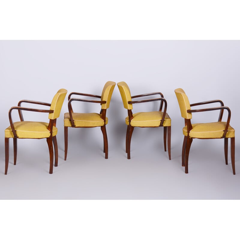 Set van 4 vintage Franse Art Deco stoelen van Architect Jules Leleu, jaren 1930