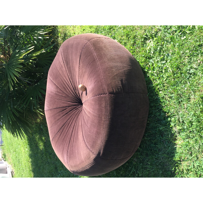Pouf in velluto a coste vintage, 1970