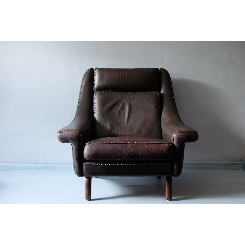 Matador leather lounge chair by Aage Christensen for Erhardsen and Andersen - 1960s