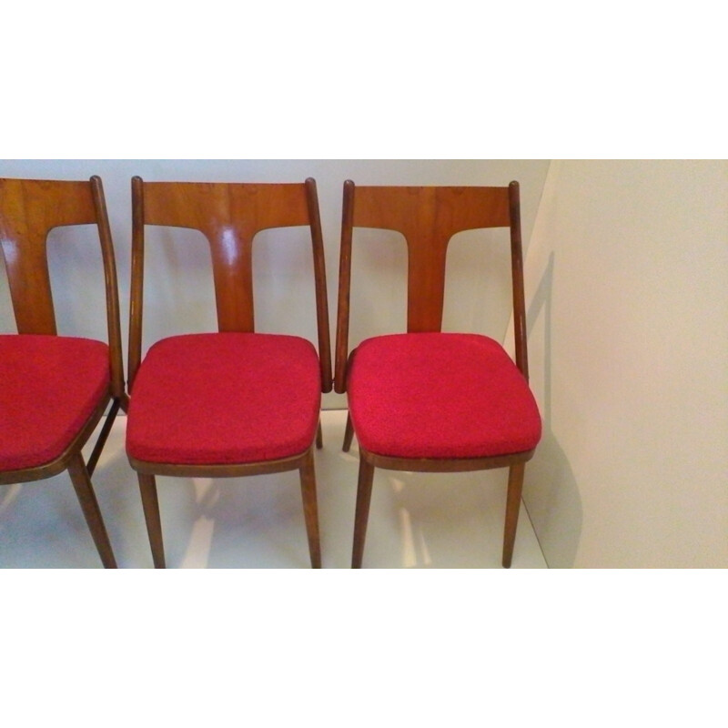 Set van 4 stoelen van notenhout en beukenhout - 1960