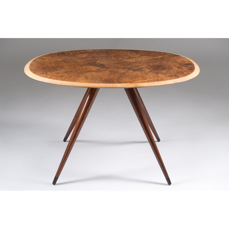 Mid century Swedish coffee table with elm root inlay - 1950s