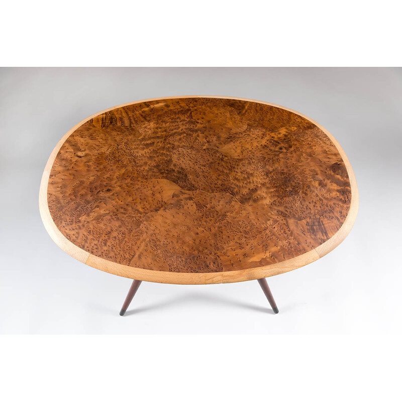 Mid century Swedish coffee table with elm root inlay - 1950s