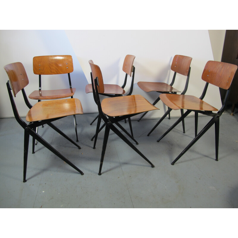 Ensemble de 6 chaises de salle à manger industrielles vintage de Ynske Kooistra pour Marko - 1960