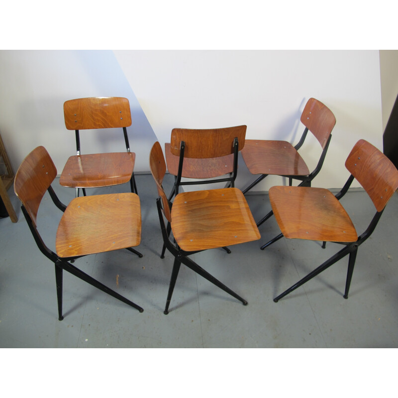 A set of 6 mid century industrial dining chairs by Ynske Kooistra for Marko - 1960s