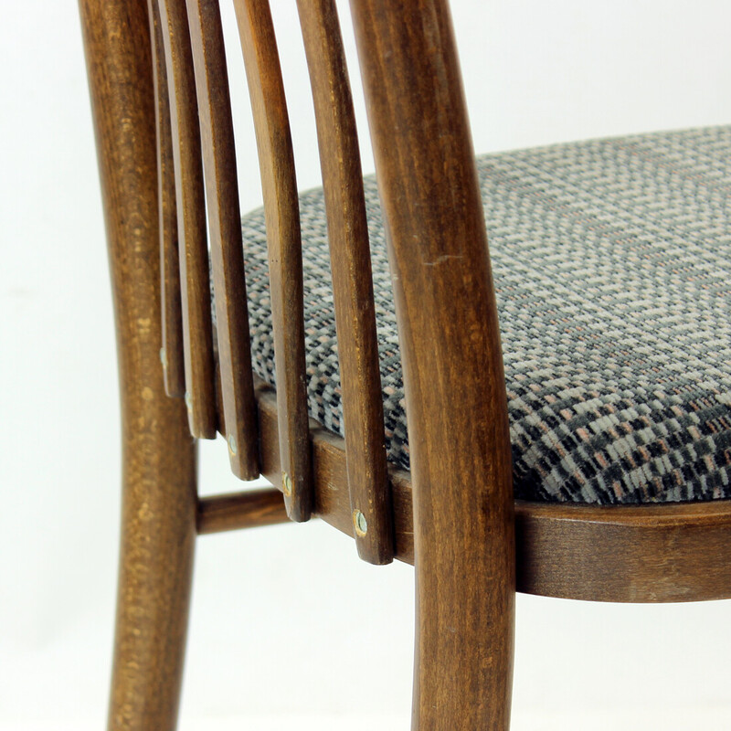 Set of 4 vintage dining chairs in dark oakwood by Ton, Czechoslovakia 1960s